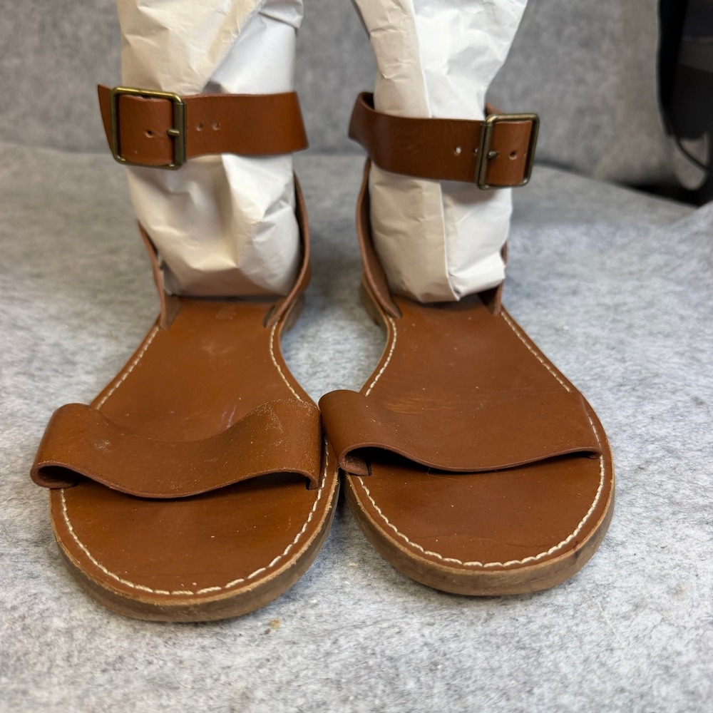 Madewell Boardwalk Ankle Strap Leather Sandals English Saddle Brown 8.5